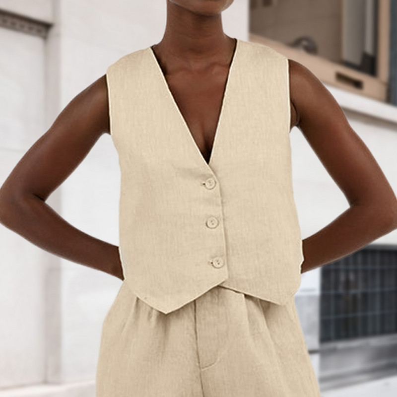 Ljetni prsluk s V izrezom Novi salonski prsluk bez rukava Korejska verzija Tanko ležerno odijelo Jakna Kaput Profesionalni ženski prsluk bez rukava