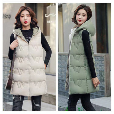 Veste Jachetă de iarnă Femei 2023 Veste fără mâneci Jachetă căptușită cu glugă Paltoane super fierbinți Moda coreeană Cardigancheap En-gros Nou