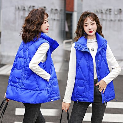 2022 őszi téli női mellény kabát fényes pehely pamut kabát álló gallér Ujjatlan mellény női felöltő Chaleco Mujer