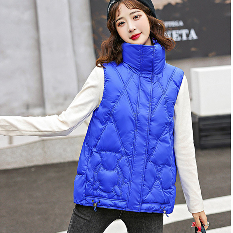 2022 őszi téli női mellény kabát fényes pehely pamut kabát álló gallér Ujjatlan mellény női felöltő Chaleco Mujer