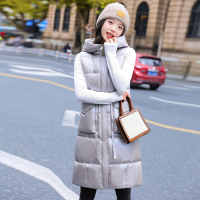 2023. Zimski srednje dugi prsluk Ženske jednobojne debele parke s kapuljačom bez rukava Ženske korejske široke ležerne ženske jakne Ženski prsluk