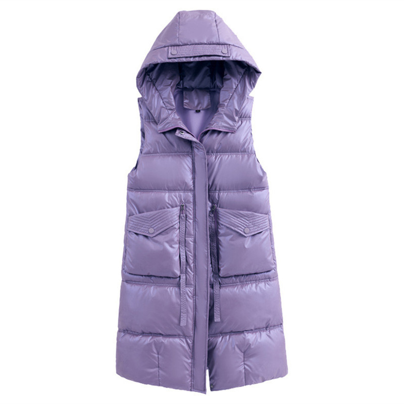 2023. Zimski srednje dugi prsluk Ženske jednobojne debele parke s kapuljačom bez rukava Ženske korejske široke ležerne ženske jakne Ženski prsluk