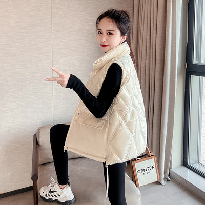 2022. őszi, téli női pehelypamut mellénykabát, lehúzható gallérral, meleg mellény női alkalmi ujjatlan dzseki Chaleco Mujer