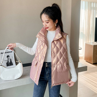 2022. őszi, téli női pehelypamut mellénykabát, lehúzható gallérral, meleg mellény női alkalmi ujjatlan dzseki Chaleco Mujer