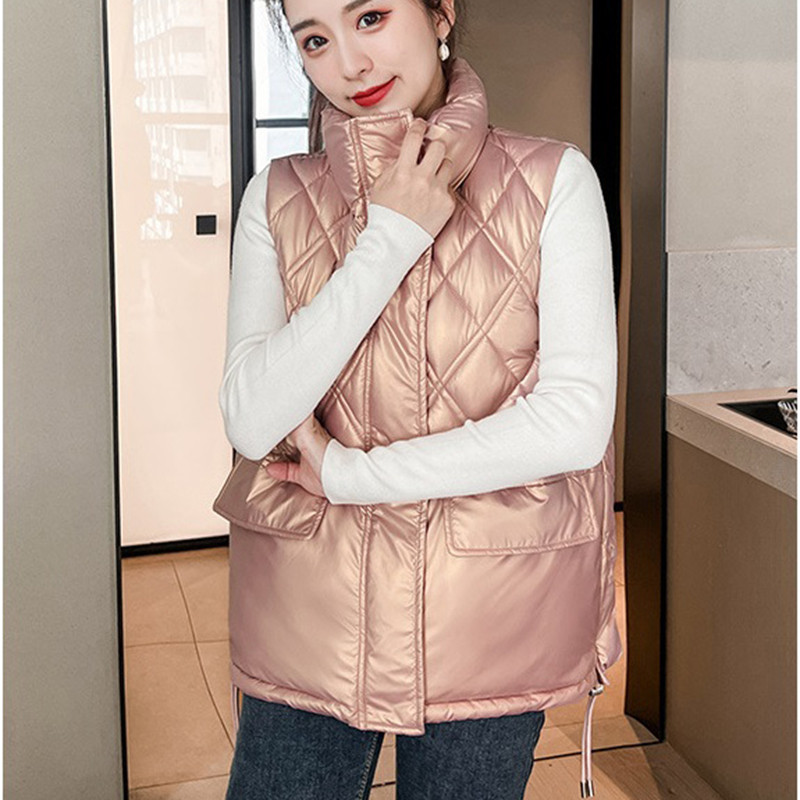 2022. őszi, téli női pehelypamut mellénykabát, lehúzható gallérral, meleg mellény női alkalmi ujjatlan dzseki Chaleco Mujer