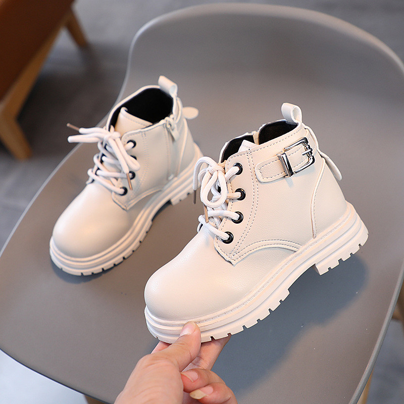 Anglický štýl Módne detské čižmy pre škôlkarov Klasické čierne béžovo-hnedé krátke čižmy pre dievčatá a chlapcov Zimné bavlnené topánky F09051