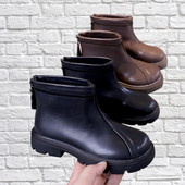 Vaikiški Mergaičių aukštos kokybės odiniai batai Nauji rudens žiemos Anglijos stiliaus trumpi batai vaikams Mergaitei Juodi rudi batai Vaikiški G08244