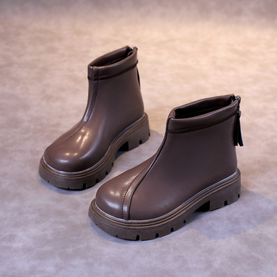 Vaikiški Mergaičių aukštos kokybės odiniai batai Nauji rudens žiemos Anglijos stiliaus trumpi batai vaikams Mergaitei Juodi rudi batai Vaikiški G08244