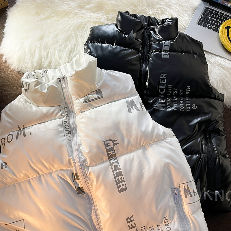 Korejski ulični muški prsluk sa jaknom i jaknom bez rukava s modernim printom i ovratnikom Zimski topli prsluci Prevelike muške jakne