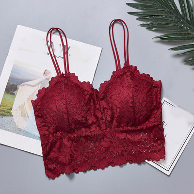 Novi ženski čipkasti grudnjaci Top Udobni grudnjak Ženski izdubljeni bežični donji rublje Bešavni grudnjak Jednobojni seksi prsluk za donje rublje