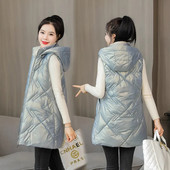 Punji pamučni prsluk Ženska jesensko-zimska jakna Novo 2022. Elegantni sjajni donji prsluk Gornji dijelovi Ženski prsluk Dugi kaput s kapuljačom Kaput 4XL