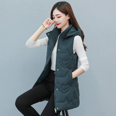 2022 Χειμερινό γυναικείο μπουφάν αντιανεμικό Ζεστό μεσαίο μακρύ βαμβακερό γιλέκο Casual αμάνικο κουκούλα γυναικείο παλτό Γυναικείο γιλέκο Parkas L-4XL