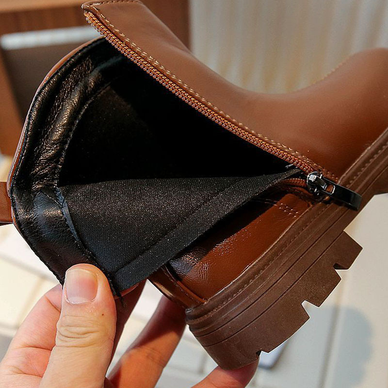 2023 Cizme noi pentru fete, negru maro, anti-alunecare, modă pentru copii, versatilă, moale, stil britanic, cizme înalte de prințesă pentru copii G09262