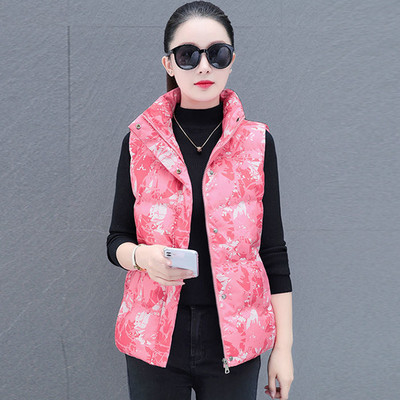 Jesen Zima Pamučni prsluk Ženska odjeća 2023 Novi print Patent zatvarač Kratka jakna bez rukava Ženski prsluk Kaputi Chaleco Mujer