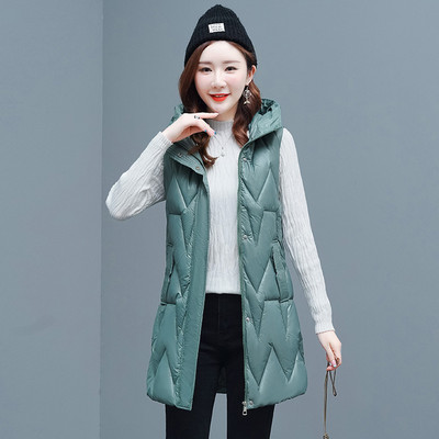 2022. Nova pamučna podstavljena jakna, prsluk, sjajni donji kaput, ženske jesensko-zimske široke tople jakne bez rukava, ženski prsluk s kapuljačom 4XL