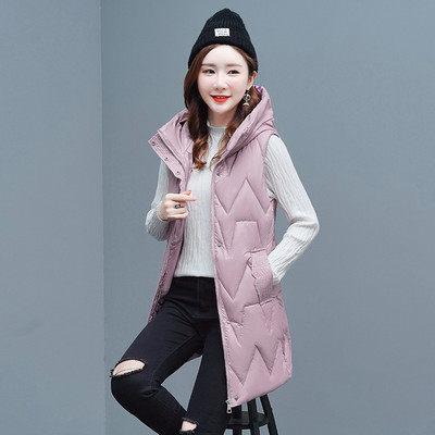 2022. Nova pamučna podstavljena jakna, prsluk, sjajni donji kaput, ženske jesensko-zimske široke tople jakne bez rukava, ženski prsluk s kapuljačom 4XL