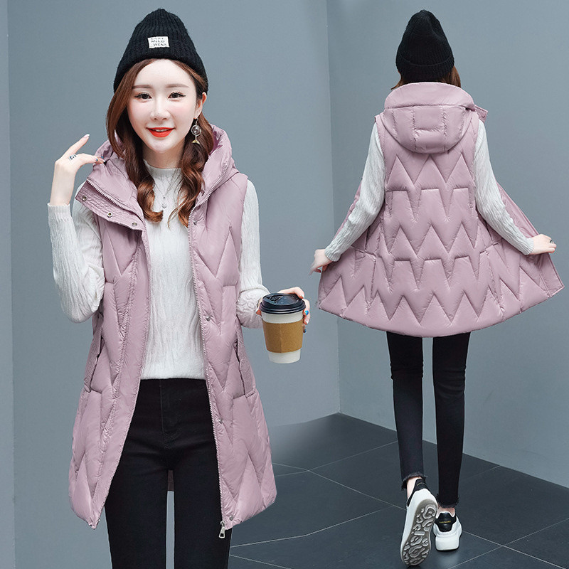 2022. Nova pamučna podstavljena jakna, prsluk, sjajni donji kaput, ženske jesensko-zimske široke tople jakne bez rukava, ženski prsluk s kapuljačom 4XL