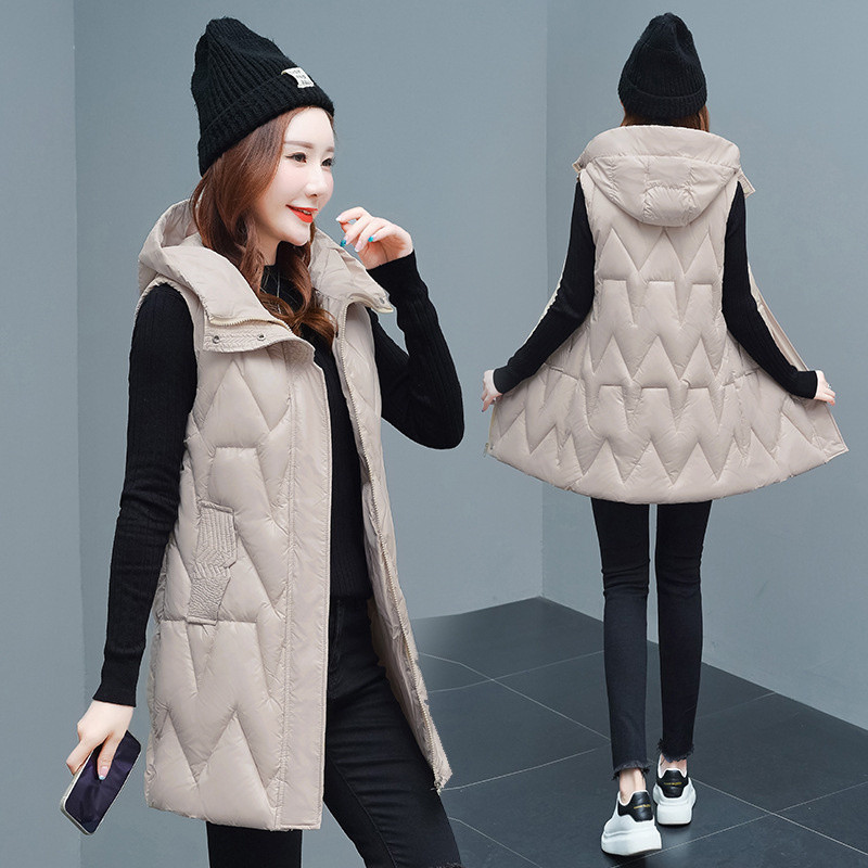 2022. Nova pamučna podstavljena jakna, prsluk, sjajni donji kaput, ženske jesensko-zimske široke tople jakne bez rukava, ženski prsluk s kapuljačom 4XL