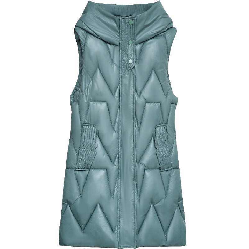 2022. Nova pamučna podstavljena jakna, prsluk, sjajni donji kaput, ženske jesensko-zimske široke tople jakne bez rukava, ženski prsluk s kapuljačom 4XL