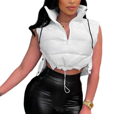 Moterų žieminė, šilta, švelni liemenė be rankovių sutraukiama liemenė Viršutiniai drabužiai, paminkštinta striukė, paltas lauko drabužiai