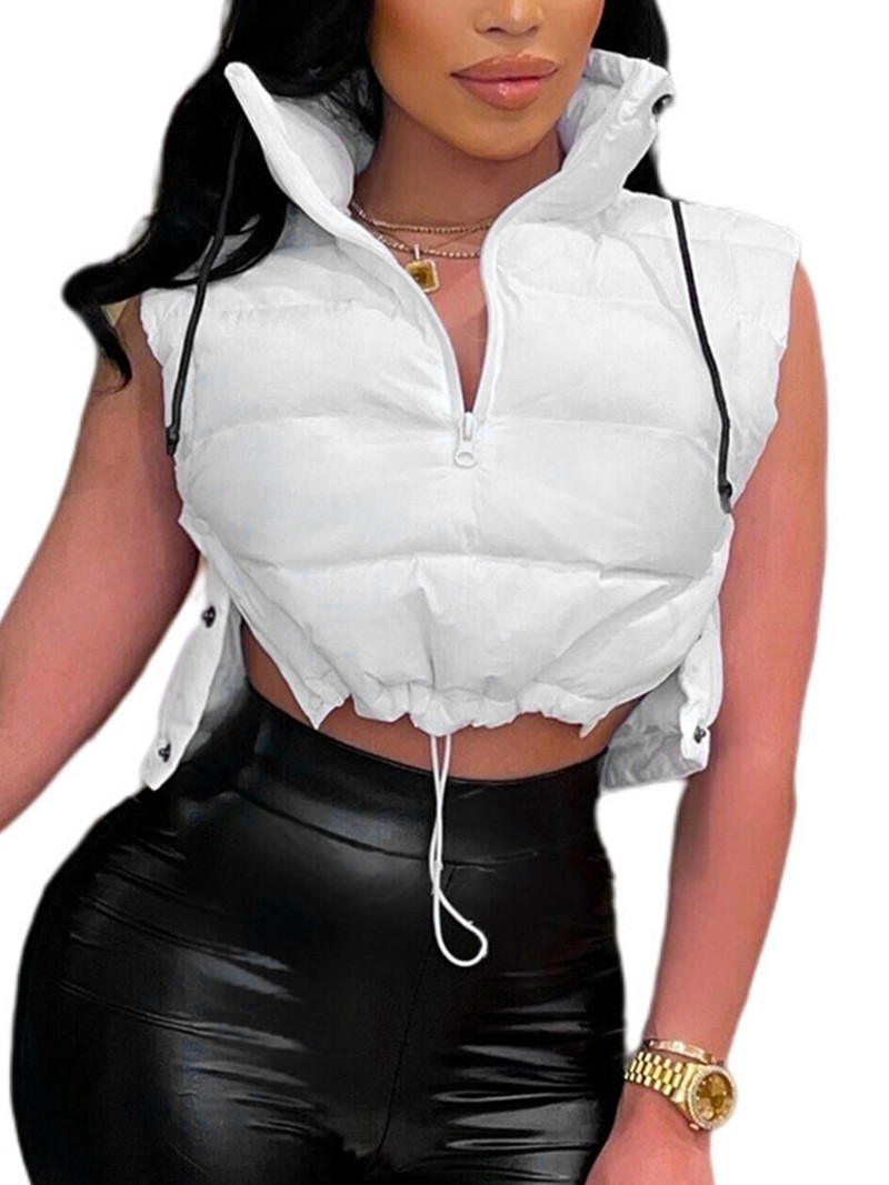 Moterų žieminė, šilta, švelni liemenė be rankovių sutraukiama liemenė Viršutiniai drabužiai, paminkštinta striukė, paltas lauko drabužiai