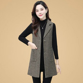 Vestă lungă pentru femei de primăvară, toamnă, cu zăbrele, vestă fără mâneci, cardigan pentru femei, vestă Chaleco Mujer 5XL