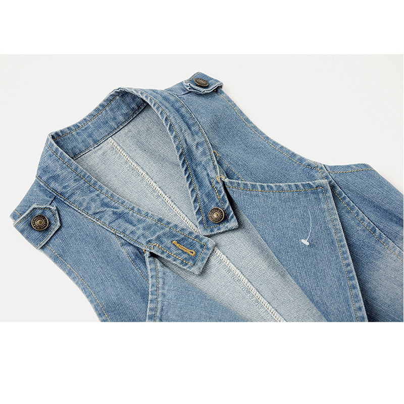 Džinsinė liemenė Moteriška pavasario ruduo Nauja laisvalaikio plona kieta striukė Kostiumas be rankovių apykakle Liemenės paltas 3XL Moteriški viršutiniai drabužiai Viršutiniai