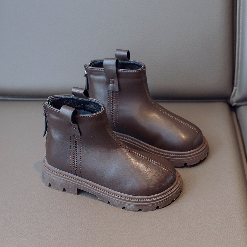 2023 m. Anglijos stiliaus nesenstantys ir universalūs kamininiai batai vaikams mergaičių rudeniniai žieminiai batai su kutu užtrauktuku G08181