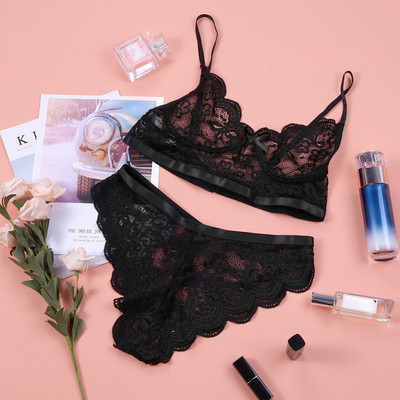 Γυναικείο Σετ σουτιέν εσωρούχων χωρίς ραφές Σέξι εσώρουχα εξαιρετικά λεπτά εσώρουχα Μαλακά άνετα Σετ στρινγκ σουτιέν