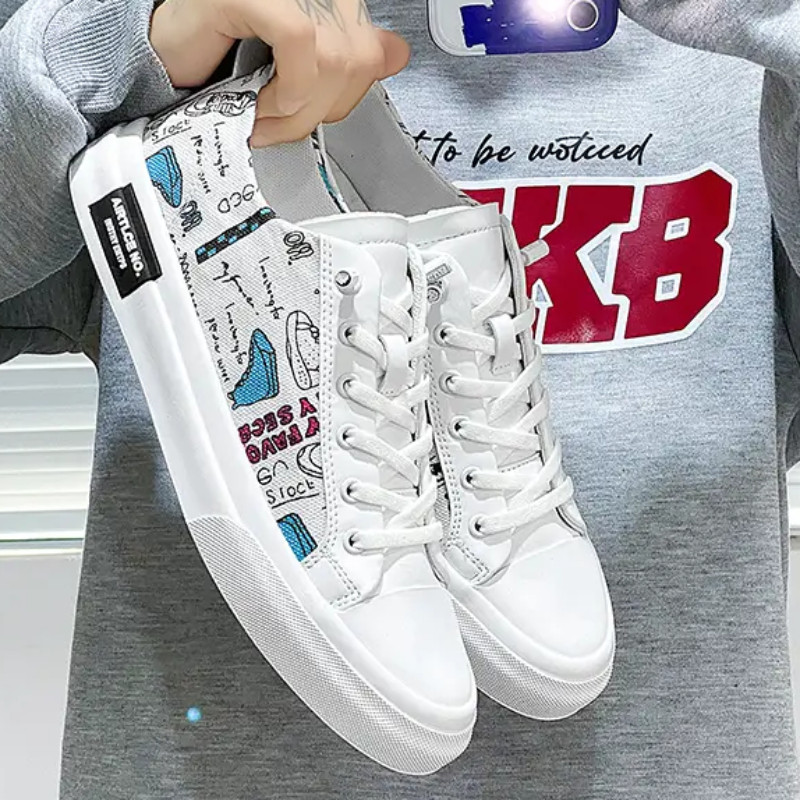 Muške cipele Ljetne prozračne platnene cipele Trend Svestrane male bijele cipele Muške vezene cipele Zapatillas Hombre