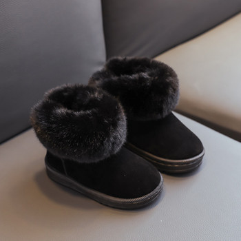 Κοριτσίστικες μπότες Χειμώνας ζεστές μπότες για χιόνι Παιδικές ολόμαυρες μπότες για κορίτσια Χειμερινά παπούτσια Botas βελούδινα παπούτσια Γούνα παπούτσια πλατφόρμας F08284