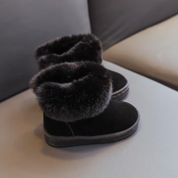 Κοριτσίστικες μπότες Χειμώνας ζεστές μπότες για χιόνι Παιδικές ολόμαυρες μπότες για κορίτσια Χειμερινά παπούτσια Botas βελούδινα παπούτσια Γούνα παπούτσια πλατφόρμας F08284