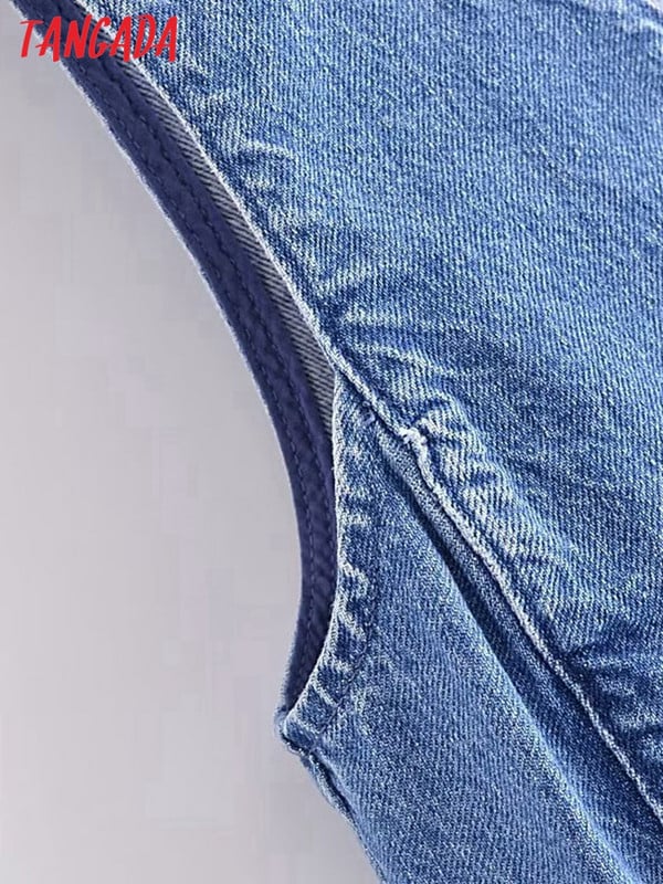 Tangada pentru femei 2023, noua vestă albastră de blugi, cu decolteu în V, fără mâneci, îmbrăcăminte exterioară pentru femei 6P134