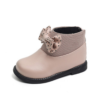 Χειμερινά κοριτσίστικα μποτάκια μόδας πλεκτά συνονθύλευμα Vamp κοντές μπότες αντιολισθητικές χαριτωμένα πουά παπιγιόν Παιδικά μποτάκια για κοριτσάκια G08261