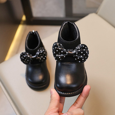 Žieminiai mergaičių aulinukai Madingi megzti Patchwork Vamp trumpi batai Neslystantys mieli taškeliai peteliškės vaikiški batai mergaitėms G08261