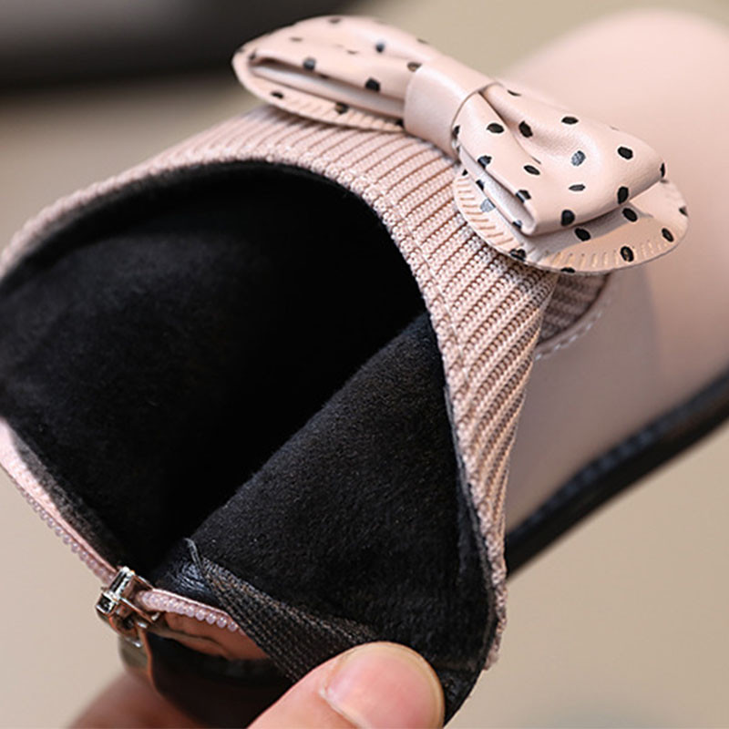 Žieminiai mergaičių aulinukai Madingi megzti Patchwork Vamp trumpi batai Neslystantys mieli taškeliai peteliškės vaikiški batai mergaitėms G08261