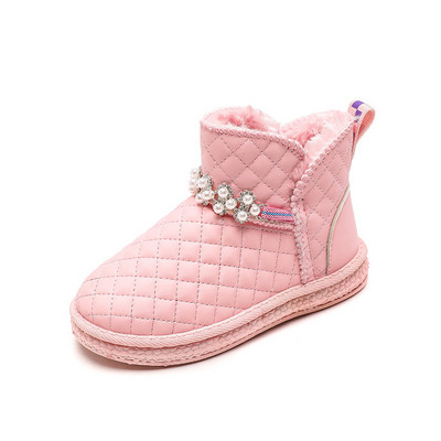 Jarko PU kožne zimske čizme za djevojčice, debele plišane cipele za održavanje topline, dječje princeze, tinejdžerske čizme za snijeg, karirane cipele G09253