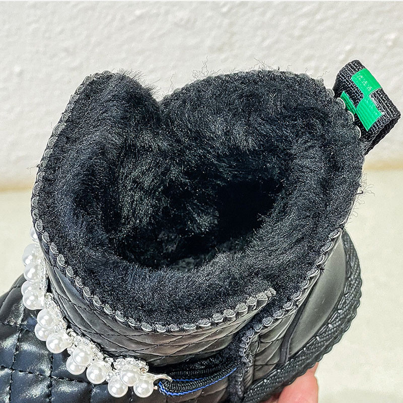 Jarko PU kožne zimske čizme za djevojčice, debele plišane cipele za održavanje topline, dječje princeze, tinejdžerske čizme za snijeg, karirane cipele G09253