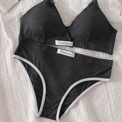 Ženski pamučni bešavni grudnjak, gaćice niskog struka, nežičani grudnjak, seksi komplet donjeg rublja, grudnjak s izrezom, ženski sportski set donjeg rublja
