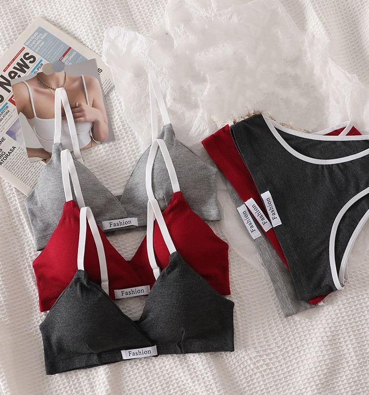 Ženski pamučni bešavni grudnjak, gaćice niskog struka, nežičani grudnjak, seksi komplet donjeg rublja, grudnjak s izrezom, ženski sportski set donjeg rublja