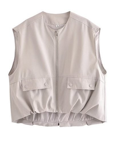 Dámska módna vesta bez rukávov s výstrihom do O-krku, voľné dámske tielko, ležérne voľné dámske základné vesty, streetwear