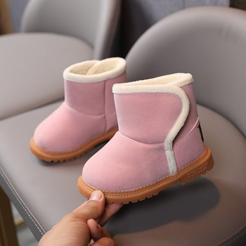 2023 Детски зимни ботуши за сняг Обувки за момичета от агнешка вълна Плоски велурени обувки на открито с граници Детски момчета Бебешки училищни обувки Боти до глезена G07023