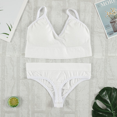 CHRLEISURE 2Pcs Set grudnjaka Komplet donjeg rublja Ženske gaćice Seksi g-string Bešavni grudnjak Žensko donje rublje Meka majica bez rukava 2022 Novo