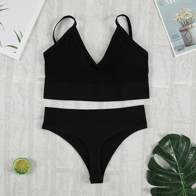 CHRLEISURE 2Pcs Set grudnjaka Komplet donjeg rublja Ženske gaćice Seksi g-string Bešavni grudnjak Žensko donje rublje Meka majica bez rukava 2022 Novo