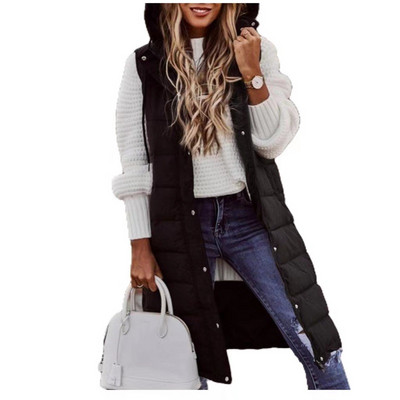2022. Novi ženski prsluk Pamučni kaput Jesenski i zimski dugi kaput s kapuljačom Bez rukava Široki ženski prsluk Snježna odjeća
