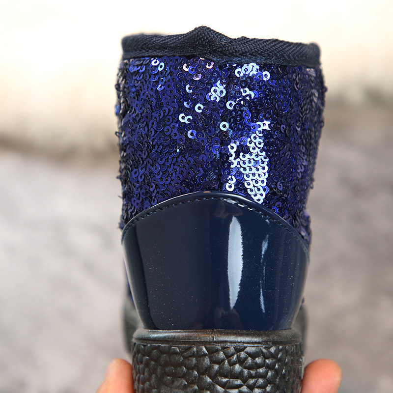 Patogūs vaikiški sniego batai mergaitėms, pūkuoti batai žiemai, sušildyti minkšti platforminiai batai vaikams Nauji „Bling“ vakarėlio batai F08011