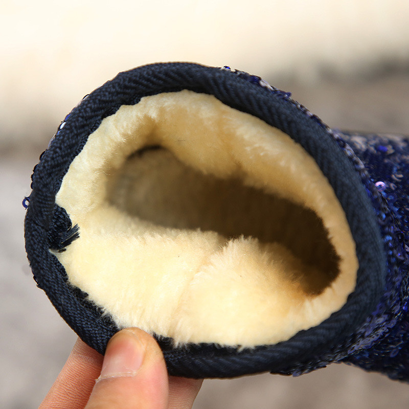 Patogūs vaikiški sniego batai mergaitėms, pūkuoti batai žiemai, sušildyti minkšti platforminiai batai vaikams Nauji „Bling“ vakarėlio batai F08011