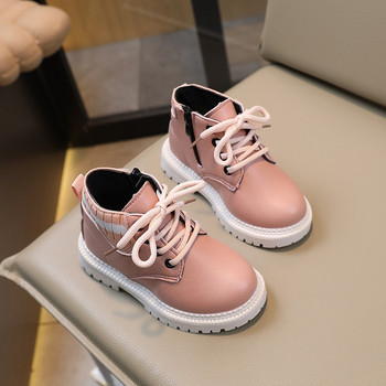Φθινοπωρινές χειμωνιάτικες μπότες για μωρά Παιδικά παπούτσια για κορίτσια για κορίτσια λουστρίνι νούμερο 21-30 Ροζ ρίγα Chelsea μπότες για κορίτσι G09134