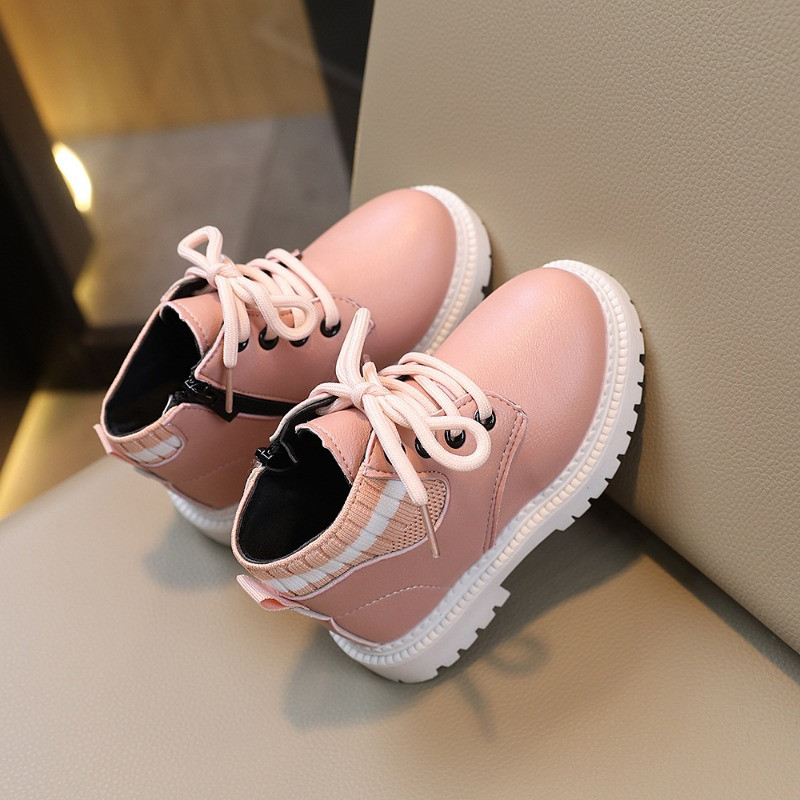 Jesen Zima Dječje čizme Trendy čizme za malu djecu Dječje cipele Lakirana koža za djevojčice Veličina 21-30 Chelsea čizme s ružičastim prugama za djevojčice G09134