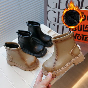 Παπούτσια πλατφόρμας 2023 Παιδικές μπότες με στρογγυλά δάχτυλα με φερμουάρ πίσω Φθινοπωρινά Χειμερινά παγωμένα μποτάκια μόδας για Princess Girls G09263